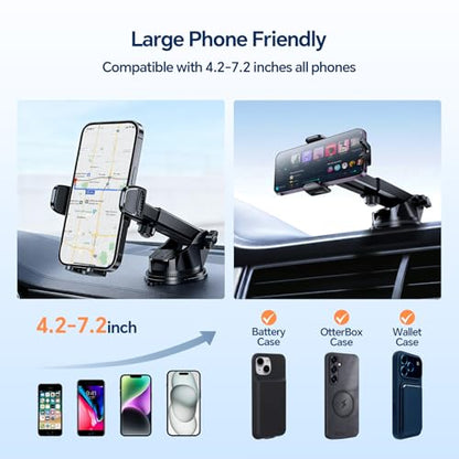 for iPhone MagSafe Phone Holders for Your car 2-Pack Adjustable Suction Cup Phone Mount for All iPhone & Android Smartphone,4 Setups - Dashboard/Vent/Windshield/Desk, Fits All Cars