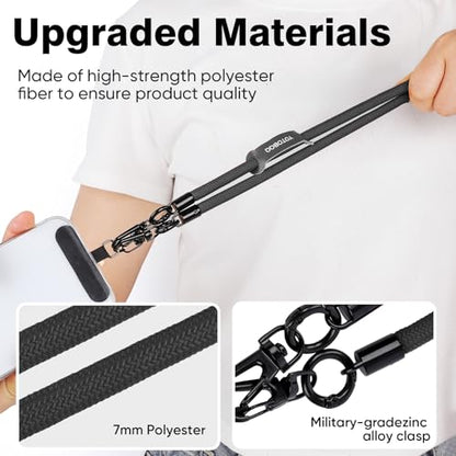 Phone Lanyard, Adjustable Wrist Strap, 2 Pads, Anti Theft Lanyard Crossbody, Multifunctional Cell Phone Neck Strap - color: Black