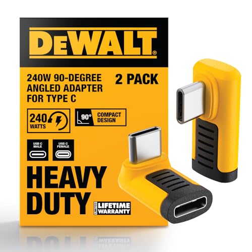 DEWALT 240W 90-Degree USB-C Adapter (2 Styles), Right Angle USB C
