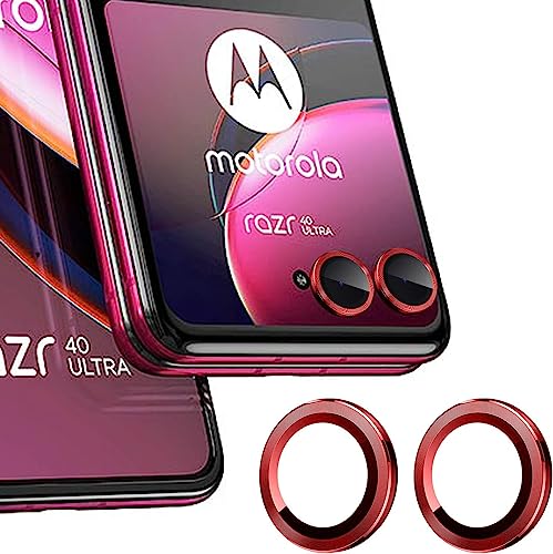[2-Pack Camera Lens Protectors for Motorola Razr 40 Ultra, Scratch-Resistant HD Clarity Ultra-Thin Tempered Glass Camera Cover with Aluminum Edging,Individual Metal Lens Cover,Red - color: Red