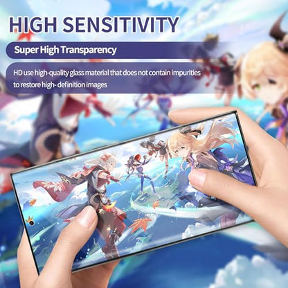 3 Pack Curved Tempered Glass Screen Protector for Samsung Galaxy S22 Ultra 5G, HD Clear, Scratch Resistant, Fingerprint ID Friendly, 6.8-inch, 3 Pieces - color: s22Ultra