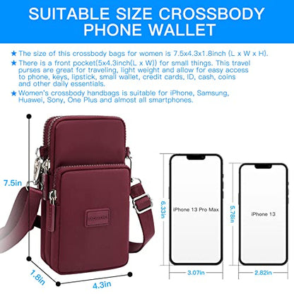 YINHEXI Small Crossbody Bags for Women Trendy, Mini Triple Compartment Cell Phone Crossbody Wallet Purses - color: Red