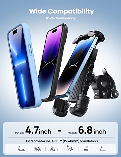 Lamicall Bike Phone Holder Motorcycle Mount - One-Hand Operation, Lockable - color: Black