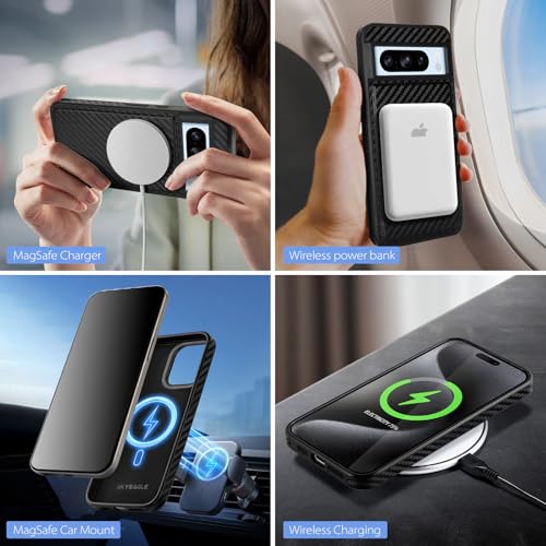 SkyEagle Compatible Magsafe 2 in 1 Detachable Google Pixel 8 Pro Wallet Case with Card Holder Women Men,Magnetic PU Leather RFID Blocking Flip Kickstand Credit Slots,for Pixel 8 Pro 6.7",Black - color: Carbon Black, size: Google Pixel 8 Pro 6.7"