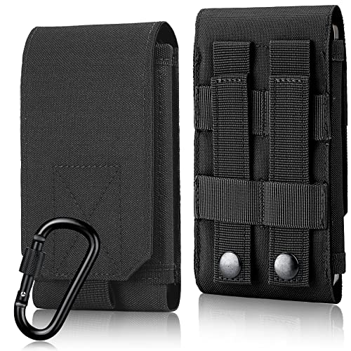 Tactical Molle Phone Cover Case, Heavy Duty Loop Belt Holster Pouch for iPhone 17 Pro Max/16 Pro Max/16 Plus/16 Pro/16/15 Pro Max/14 Pro Max/13 Pro Max, for Galaxy S24 Ultra - color: Black