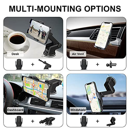 Wireless Car Charger Mount, 15W Qi Fast Charging Auto-Clamping Cell Phone Car Holder Air Vent Windshield Dashboard Long Arm Suction Cup Car Phone Mount for iPhone13 /12/11 Samsung S20/S10/S9/S8 LG
