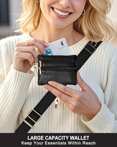 Nipichsha Crossbody Phone Strap with Wallet, Clip and Go Strap for Phone - color: Z-solid Black
