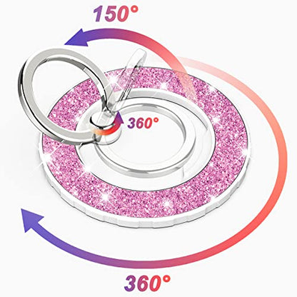 Magnetic Phone Ring Holder for magsafe, Glitter Magnetic Grip Compatible with iPhone 17 16 15 14 13 12 Pro max,Pro,Plus,Mini,Pixel 10 Series Mag Safe Accessories, Kickstand,Light Purple - color: Light Purple
