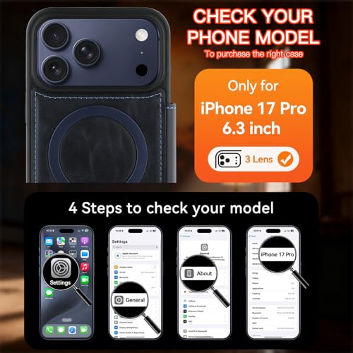 Wallet Phone Case Crafted for iPhone 17 Pro Blue | PU Leather Phone Case Flip Cover Wrist Strap Card Holder Slots - color: Blue-2, size: iPhone 17 Pro