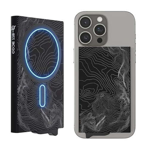 CODE 118 Wallet for Men - Slim Minimalist Aluminum Magnetic Card Holder - RFID Blocking Front Pocket Mag Safe Wallet with Strong Magnet Attachment (Topographic Black) - color: Topographic Black