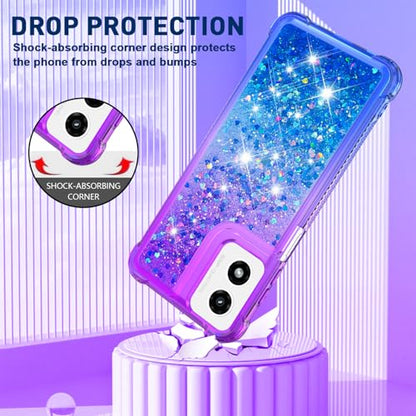 for Moto G Play 2024 Case with Screen Protector, Purple Blue - color: Purple Blue Color