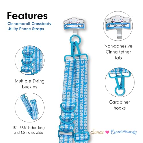 Sonix x Sanrio Crossbody Utility Phone Strap | Adjustable Lanyard Hands-Free Accessory, Universal Tether Tab Attachment - color: Cinnamoroll