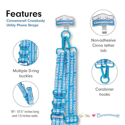 Sonix x Sanrio Crossbody Utility Phone Strap | Adjustable Lanyard Hands-Free Accessory, Universal Tether Tab Attachment - color: Cinnamoroll