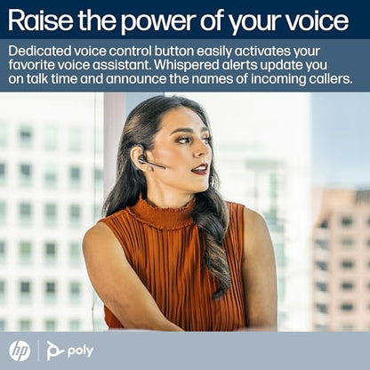 Poly Voyager 5200 Wireless Headset (Plantronics) - Single-Ear Bluetooth Headset w/Noise-Canceling Mic - Ergonomic Design - Voice Controls - Lightweight - Connect to Mobile/Tablet via Bluetooth