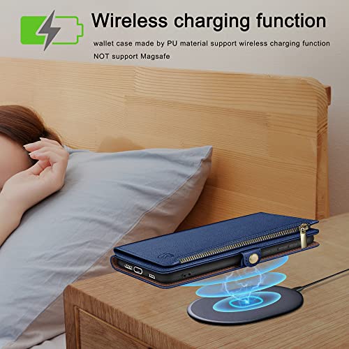 XcaseBar Compatible with ‌Samsung Galaxy S26 Ultra Wallet case with Zipper Credit Card Holder【RFID Blocking】,Flip Folio Book PU Phone case Shockproof Cover Women Men for Samsung S26 Ultra case Blue - color: Blue, size: Samsung Galaxy S26 Ultra