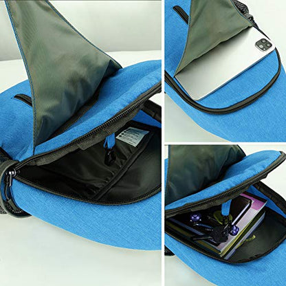 WATERFLY Crossbody Sling Backpack Sling Bag Travel Hiking Chest Bag Daypack | Small Hiking bag,Multi-compartment storage,Water-resistant,Breathable back pad,Reversible adjustable shoulder strap - color: N - Sky Blue