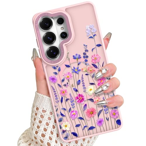 Magnetic Case for Samsung Galaxy S26 Ultra, Pink Floral Sprigs | Compatible with MagSafe, Frosted Shockproof Cover, Cute Flower Design, Slim Phone Case for Women Girls - color: Pink Floral Sprigs, size: Samsung Galaxy S26 Ultra