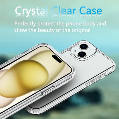 TENOC Phone Case Compatible with iPhone 15, Clear Case Anti-Yellowing Protective Bumper Hard Back Cover for 6.1 Inch - color: Clear Anti-Yellowing, size: iPhone 15