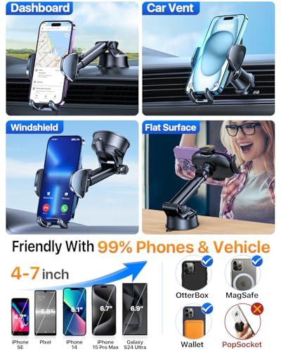 YRU True Military-Grade 360°Rotation Suction 2026 Ultimate Car Phone Holder