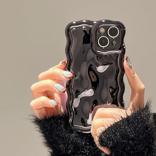FABSPARK for iPhone 14 Pro,3D Bubble Electroplate Wavy Case,Black | Meteorite Pattern Plating Glitter Curly Wavy Frame Glossy Case,Soft TPU Shockproof for iPhone 14 Pro 6.1 Inch,Black - color: Black, size: for iPhone 14 Pro
