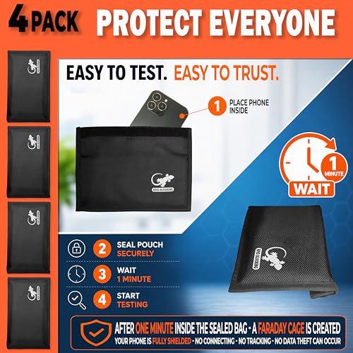 Faraday Bag Anti-Tracking GPS RFID Car Key Signal Blocker Wallet Shielding Pouch Protective Case for Cell Phone Car Key FOB, Data Privacy, Electronic Device Security (4 PACK - BLACK) - color: 4 PACK - BLACK
