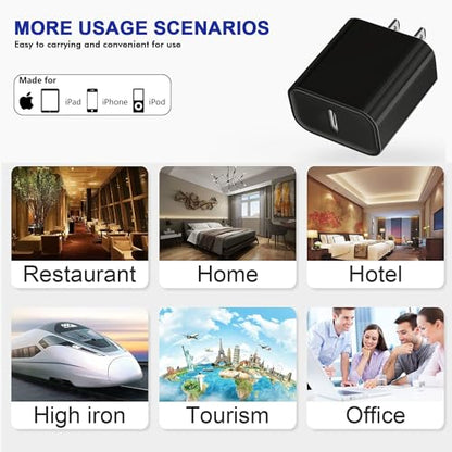 3Pack iPhone 17/16/15 Charge Block, USB C Charger, Black Charger PD Adapter - color: Black