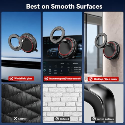 Car Phone Holder Mount for MagSafe, 108LBS Vacuum Suction&3000gf Magnetic