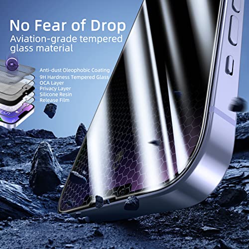 ruwa Privacy Screen Protector for iPhone 13/13 Pro/14/16e [2-Pack][6.1 Inch] Display Tempered Glass Film with Easy Installation Frame, Ultra HD, 9H Hardness, Scratch Resistant, Case Friendly - size: for iPhone 13/13 Pro/14/16e-6.1 inch 2-Pack