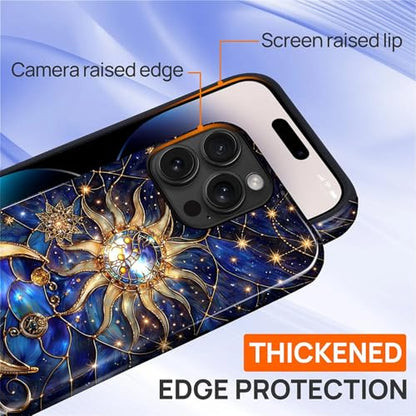 Case Compatible with iPhone 14 Pro Max, Cute Dual Layer Hybrid Phone Cover, Military Grade Drop Protection, Aesthetic Shockproof Phone Case for Women Girls, Galaxy Sun Moon - color: Galaxy Sun Moon, size: Iphone 14 Pro Max