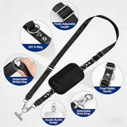 Crossbody Body Phone Holder for Women, New Phone Strap with Zippered Pouch, Adjustable Crossbody Strap - color: New Coffee