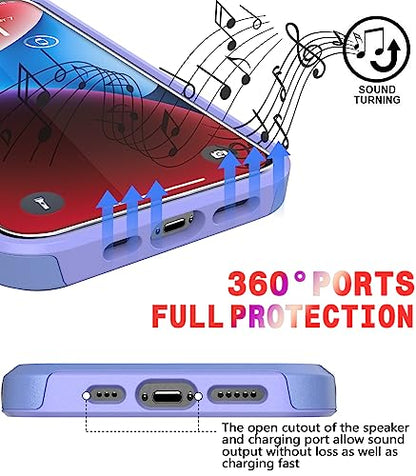 Diverbox for iPhone 14 case [Shockproof] [Dropproof] [Tempered Glass Screen Protector ],Heavy Duty Protection Phone Case Cover for Apple iPhone 14 (Purple-2in1) - color: Purple-2in1