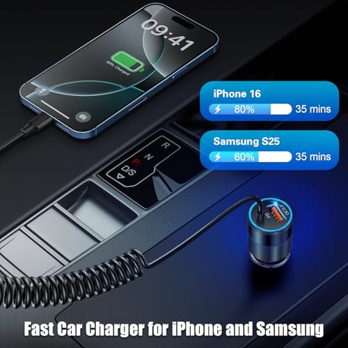 USB C Car Charger, 38W Dual Ports USBC & USB-A Cigarette Lighter Adapter - color: 1-Pack Black