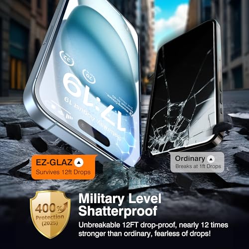 EZ-GLAZ-4+2 Pack for iPhone 15 Plus Screen Protector (6.7") HD Clear - size: iPhone 15 Plus
