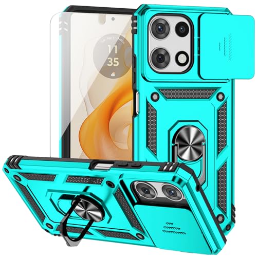 for Motorola Moto G 2025 / Moto G 2026 / Moto G Play 2026 Case, with Slide Camera Cover Screen Protector Ring Holder Kickstand Military Grade Protection 15ft Drop Tested Protective Phone Case (Mint) - color: Mint with camera cover Military-Grade 2nd gen