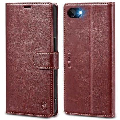 FLIPALM Card Holder Wallet Case for iphone 17e, Brown | Card Holder, RFID Blocking, PU Leather Folio Flip, Kickstand, Protective Shockproof Cover - color: Brown