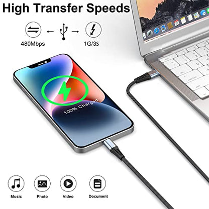 USB C to Lightning Cable - 3A Fast Charging iPhone Charger Cord [Apple MFi Certified] - Lightning Cable for iPhone Supports 480Mbps High Transfer Speeds（Nylon Braided）