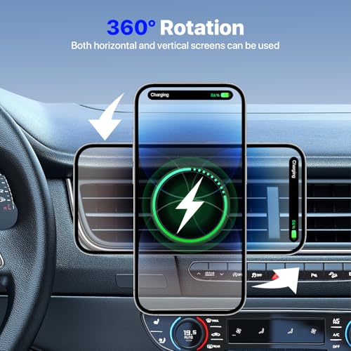 for MagSafe Car Wireless Charger Mount for iPhone 17/16/15/14/13/12 Series, Auto- Magnetic Tight Phone Holder with Fast Charging, Secure Air Vent, 360° Adjustable, Overheating Protection,(A10K)