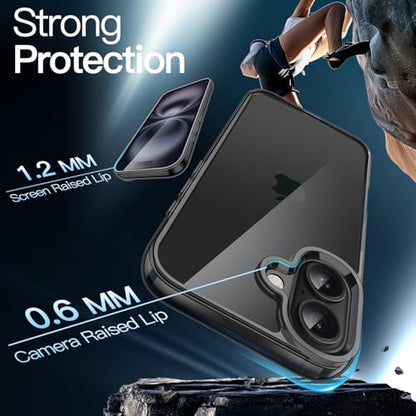 JETech Case ONLY for iPhone 16 Plus 6.7-Inch, Non-Yellowing Shockproof Phone Bumper Cover, Anti-Scratch Clear Back (Black) - color: Black, size: iPhone 16 Plus