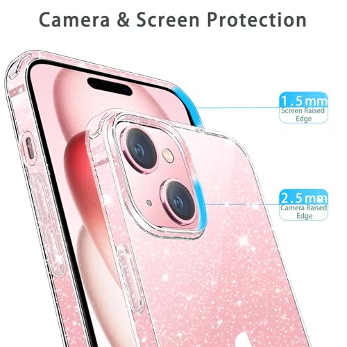 JJGoo Compatible with iPhone 15 Case Glitter, Clear Transparent Soft TPU Sparkle Anti-Scratch Shockproof Protective Phone Bumper, Women Girls Slim Bling Sparkly Phone Case - color: Clear, size: for iPhone 15