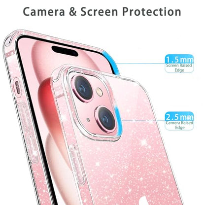 JJGoo Compatible with iPhone 15 Case Glitter, Clear Transparent Soft TPU Sparkle Anti-Scratch Shockproof Protective Phone Bumper, Women Girls Slim Bling Sparkly Phone Case - color: Clear, size: for iPhone 15