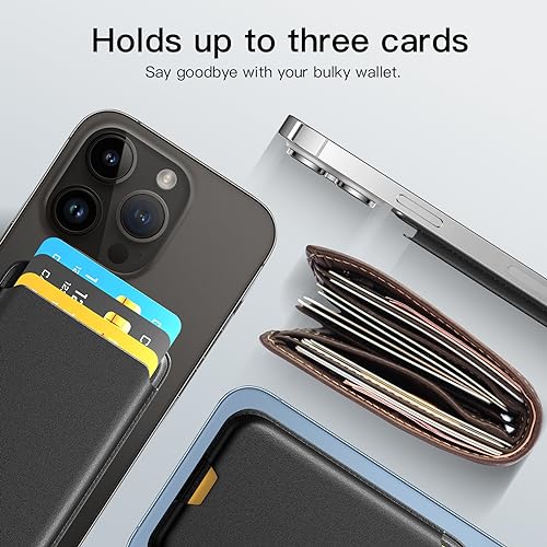 Magnetic Wallet Card Holder intended for Apple iPhone with Magsafe, Wallet for iPhone 17 16 15 14 13 12 Pro Max Air Plus Mini Series, Mag 3 Safe Wallet Stick on for Phone Case, Black HotPink - color: HotPink Black