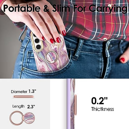Phone Ring Grip Holder, 360° Rotation Cell Phone Grip Stand, Finger Ring Stand, Metal Finger Ring Grip Kickstand Compatible with iPhone 17 Pro Max 16 15 14 13 12 Magsafe Accessories, Purple - color: Sand Purple