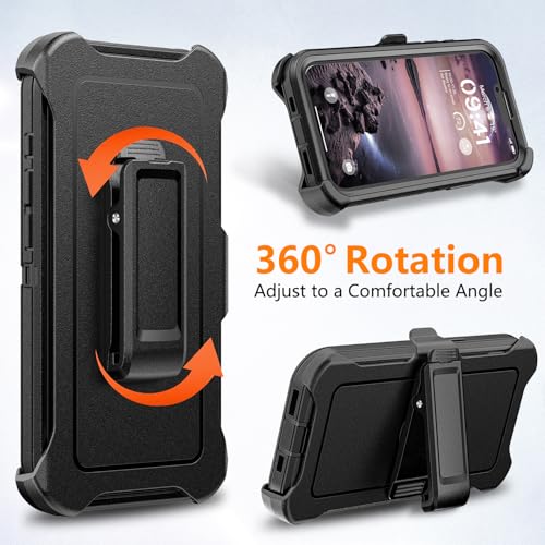 TUTUKII Magnetic for iPhone 16e/17e Case with Belt Clip Holster (Black) | MagSafe Compatible, Heavy-Duty Military-Grade Drop Protection, 3-Layer Rugged Shockproof Protective Cover 6.1-Inch - size: iPhone 16e &17e 6.1"