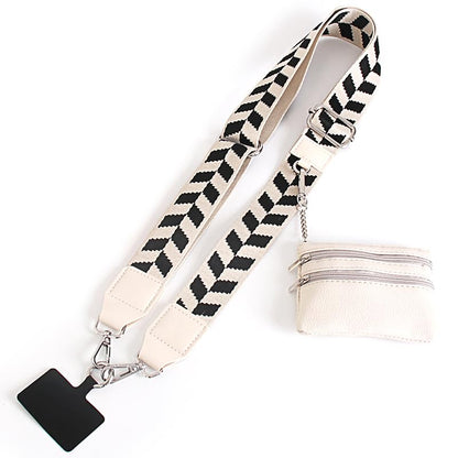 Phone Strap With Zippered Pouch, Universal Lanyard Crossbody Wrist Strap With Wallet, Adjustable - color: Black A4