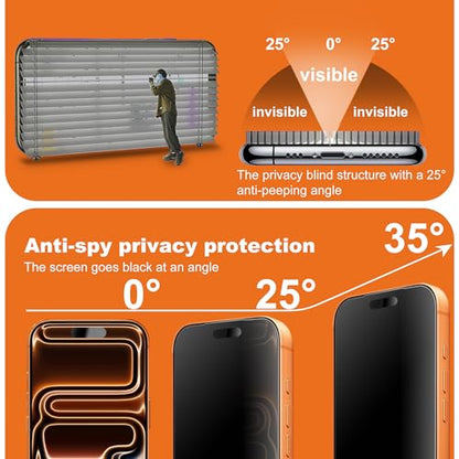 2-Pack Matte Privacy Screen Protector for iPhone 17 Pro Max,Anti-Glare & Anti-Spy,Anti-Fingerprint,Smooth as Silk,Easy Installation, Military-Grade 9H Hardness - size: iPhone 17 Pro Max