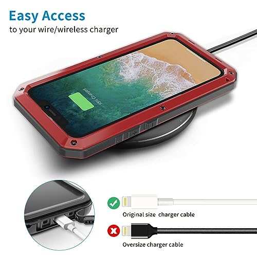 Compatiable with iPhone 15 Pro Case,360 Full Body Protective Cover Heavy Duty Shockproof Tough Armour Aluminum Alloy Metal Case with Silicone Built-in Screen Protector - Red - color: Red