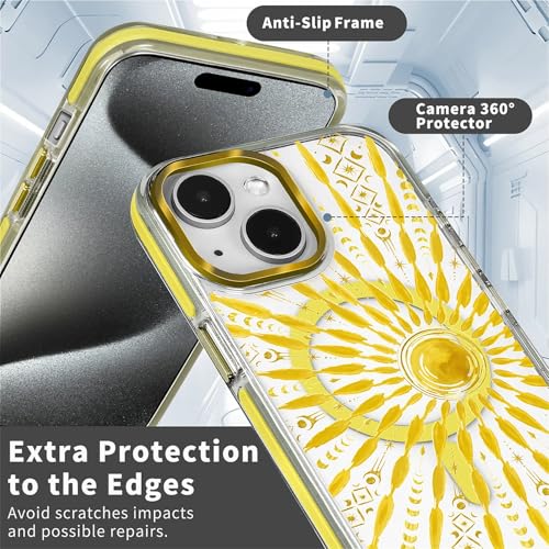 VisEnt Clear Case for iPhone 14, Magnetic Phone Case, Transparent Slim Cover, Military Grade Protection, Shockproof, Anti-Yellowing, Scratch Resistant, Folk Gold Sun - color: Folk Gold Sun, size: Iphone 14