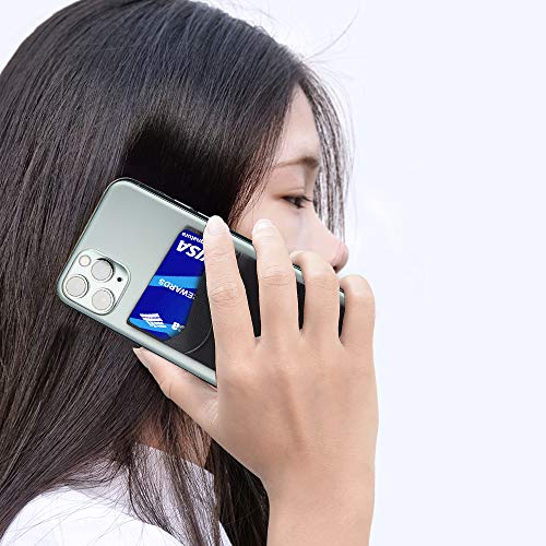 SHANSHUI Phone Card Holder, Silicone Phone Wallet Stick on Credit Card Holder Pocket for Almost All Smartphones (Black/3pcs) - color: Blackx3