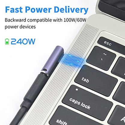 Poyiccot USB C Right Angle Adapter 240W (2-Pack), 90 Degree USB C Adapter, USBC 90 Degree Male to Female Connector Support 40Gbps Data Transfer, 8K@60Hz Video for ipad, MacBook, Thunderbolt 4/3 - size: usb c adapter male to female right angle with LED