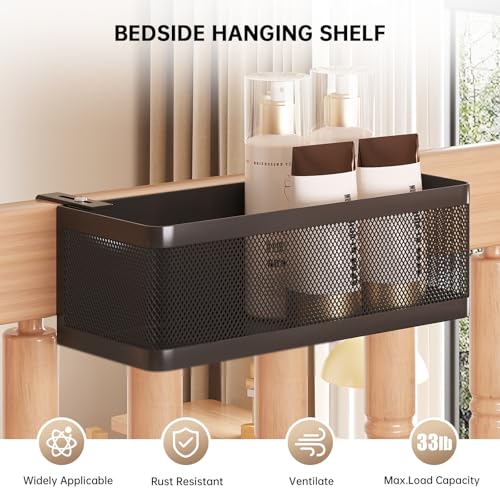 Bedside Caddy Shelf for Bunk Bed, Black, L11in*W4.9in*H3.93in - color: Black, size: L11in*W4.9in*H3.93in